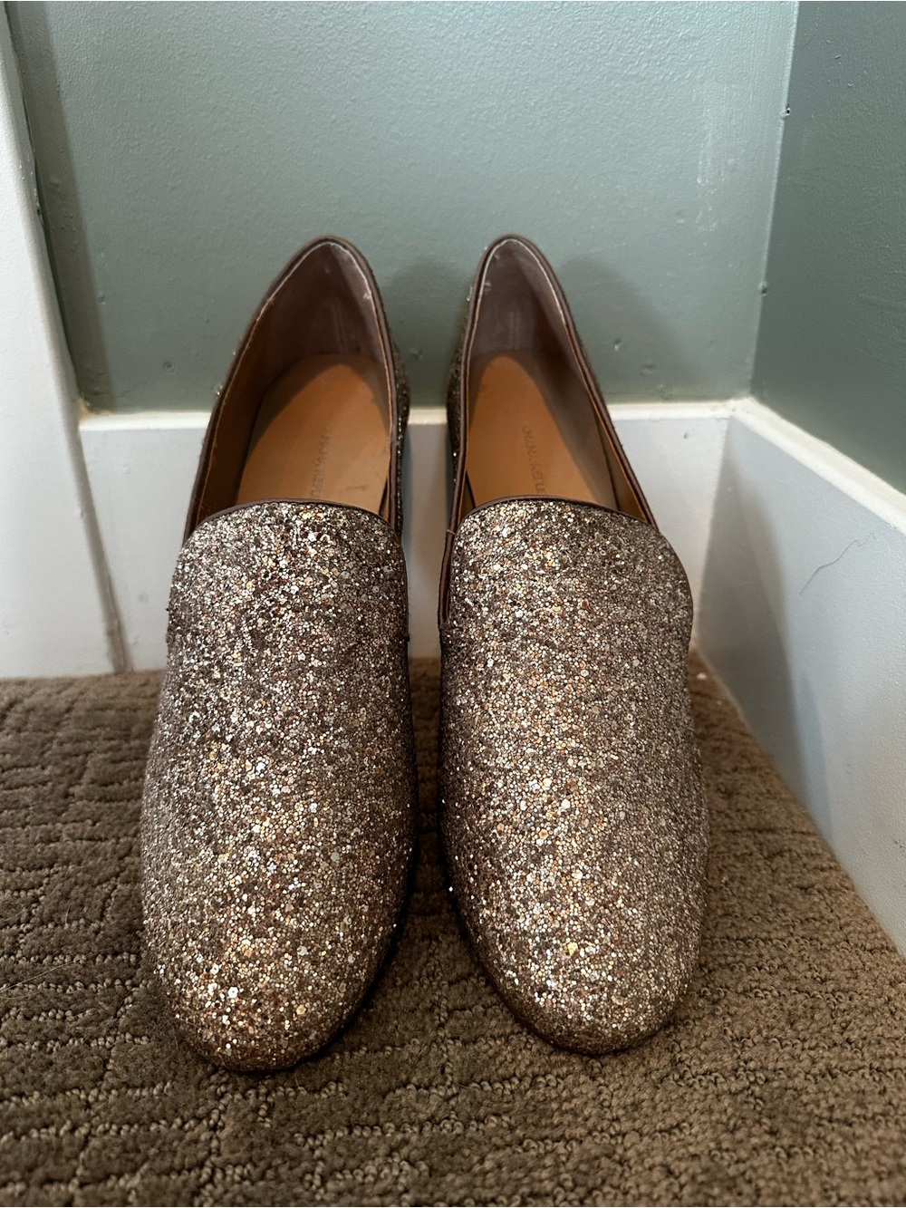 Banana Republic Glitter Slip-On Loafers - Gold